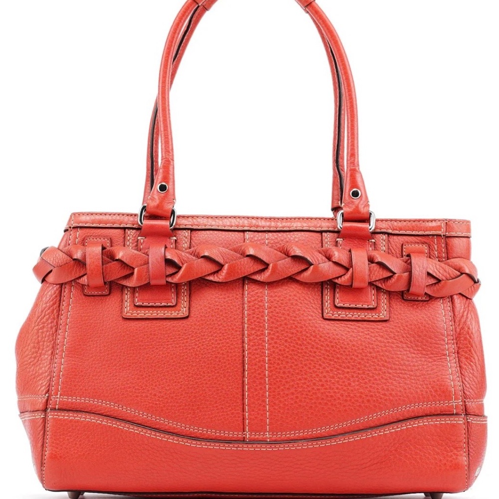 Coach Hampton braided pebbled leather shoulder bag, model F13084. - Picture 2 of 9